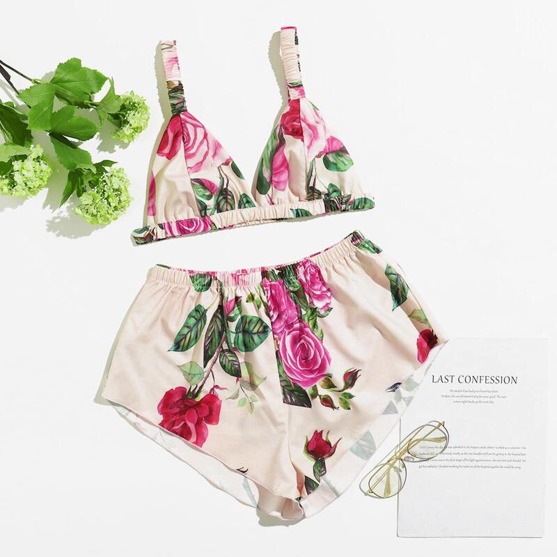 

Floral Print Cami Night Set, Multicolor