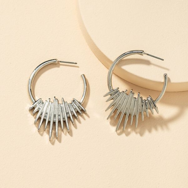 

Structured Hoop Earrings, Silver