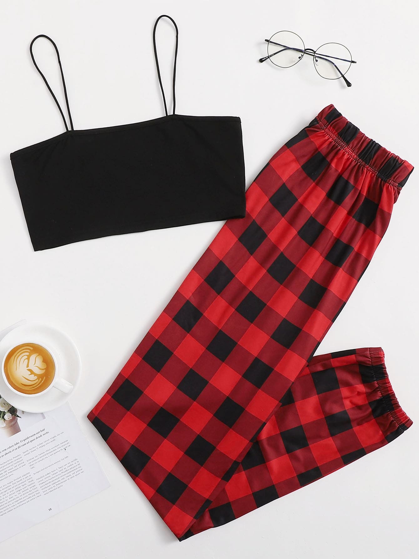Cami Top With Gingham Pants Pajama Set thumbnail