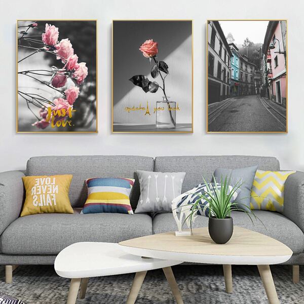 

3pcs Flower Print Wall Painting Without Frame, Multicolor