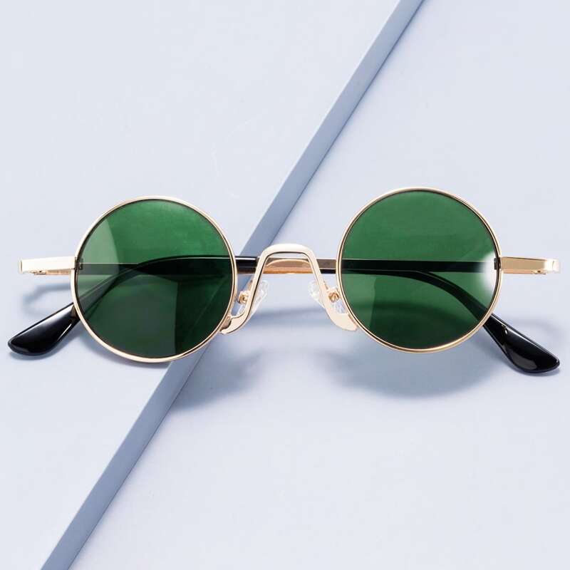 

Guys Round Metal Frame Sunglasses, Dark green