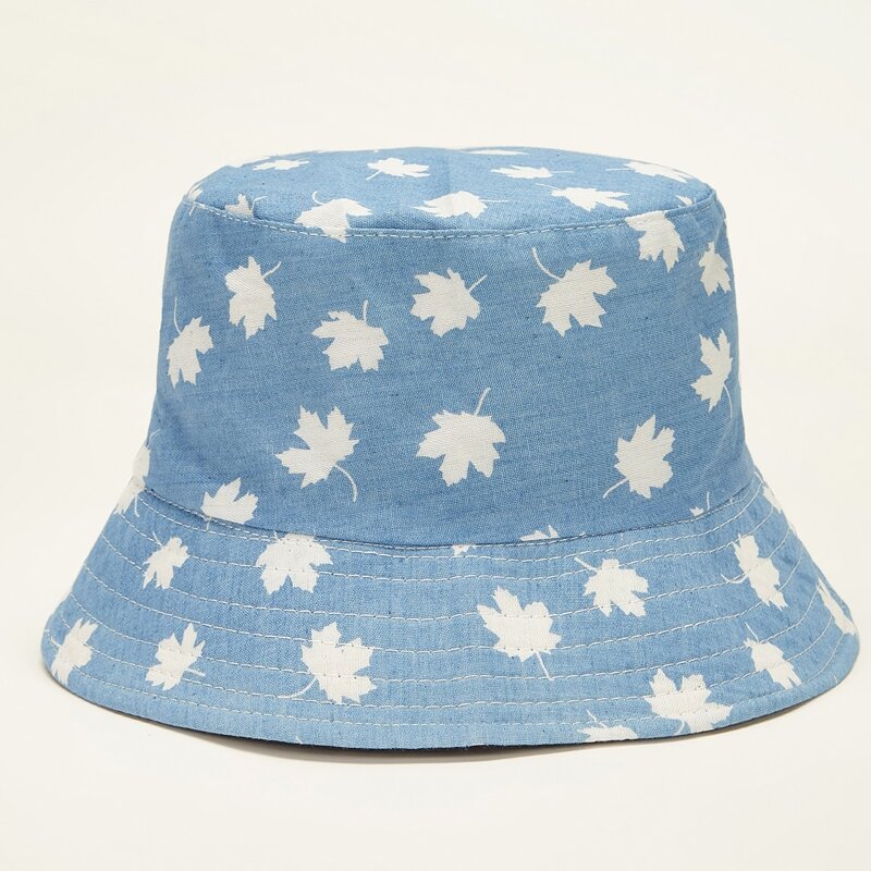 

Maple Leaf Print Bucket Hat, Blue