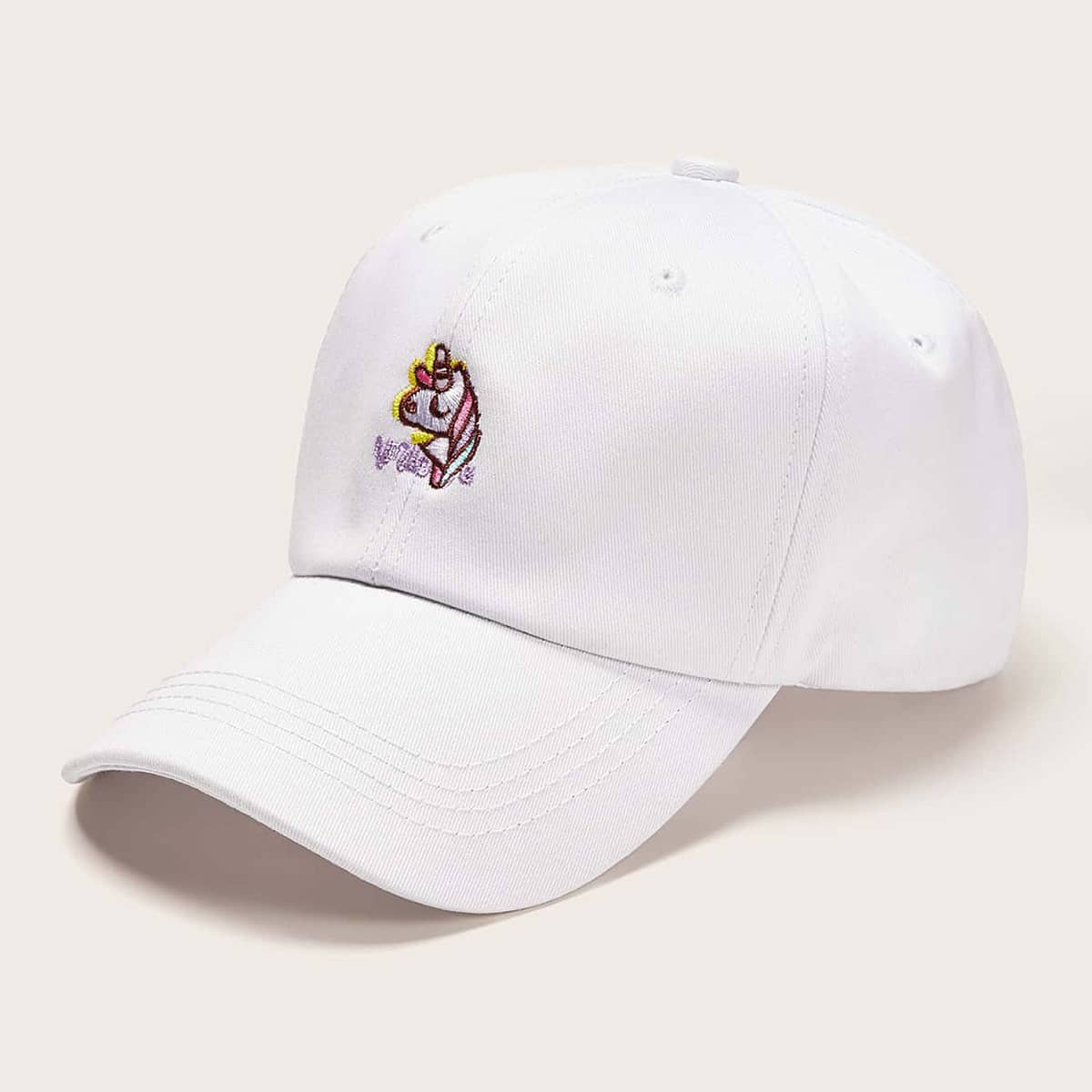 

Unicorn Embroidery Baseball Cap, White