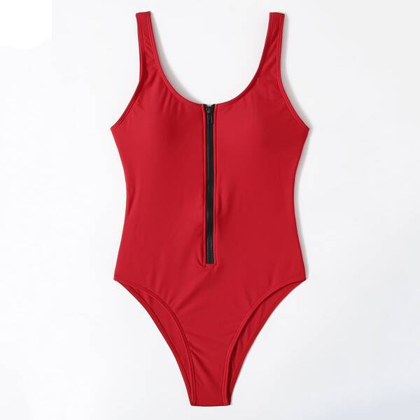 

Zip-up One Piece Swimsuit, Red