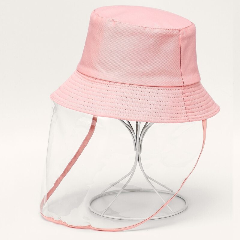 

Solid Bucket Hat With Face Shield, Baby pink