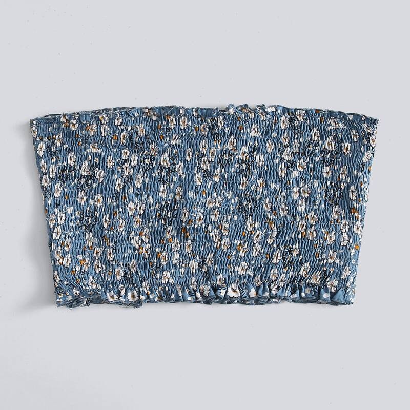 

Ditsy Flower Shirred Tube Top, Multicolor