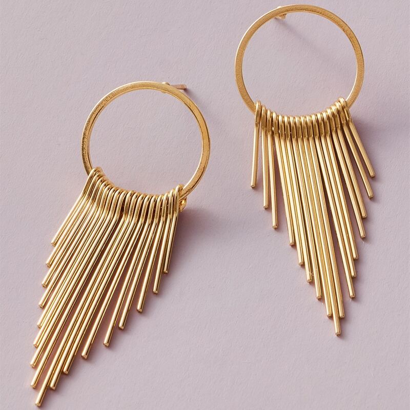 

Bar Tassel Ring Drop Earrings, Gold