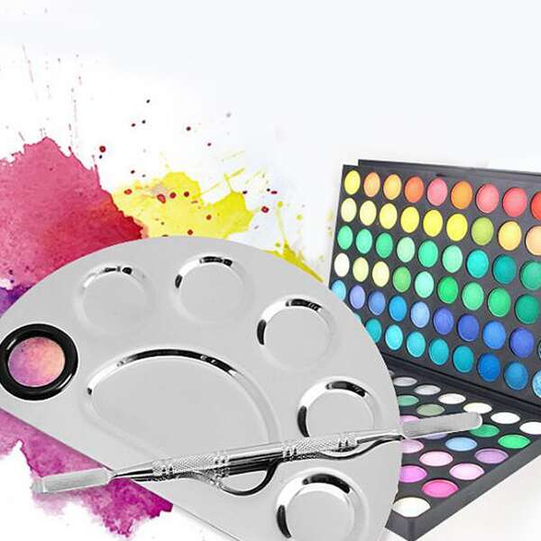 

1pc Stainless Steel Paint Palette & 1pc Paint Spatula, Silver