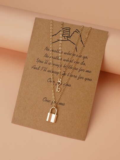 سلسال بقلادة قفل - 2 قطعة