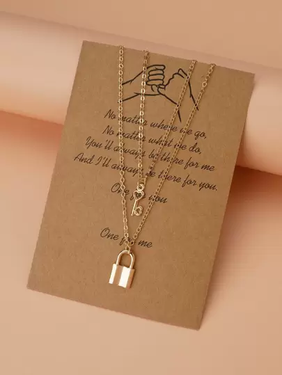 2pcs Lock Charm Necklace