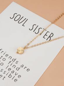 1pc Round Layered Pendant Necklace, Elegant & Versatile Design With Card Gift Packaging For Women