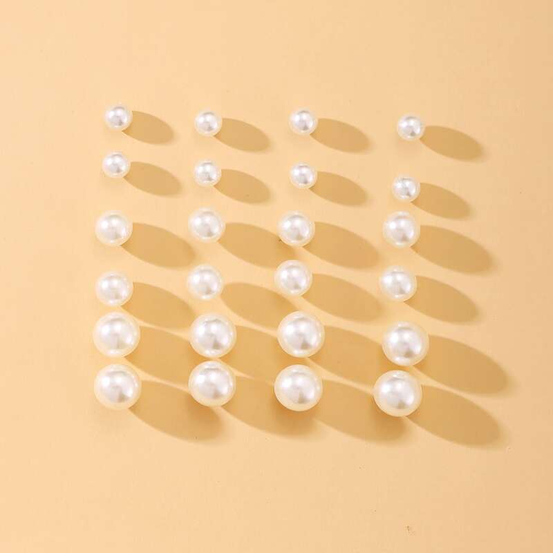 

12pairs Faux Pearl Stud Earrings, White