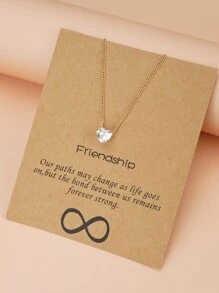 1 件简约优雅铁合金链项链，带水晶心形吊坠，适合送给朋友、另一半、母亲礼物、日常穿着、聚会（卡片包装） - 金黃色 - 查看 1