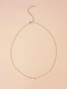 1 件简约优雅铁合金链项链，带水晶心形吊坠，适合送给朋友、另一半、母亲礼物、日常穿着、聚会（卡片包装） - 金黃色 - 查看 2