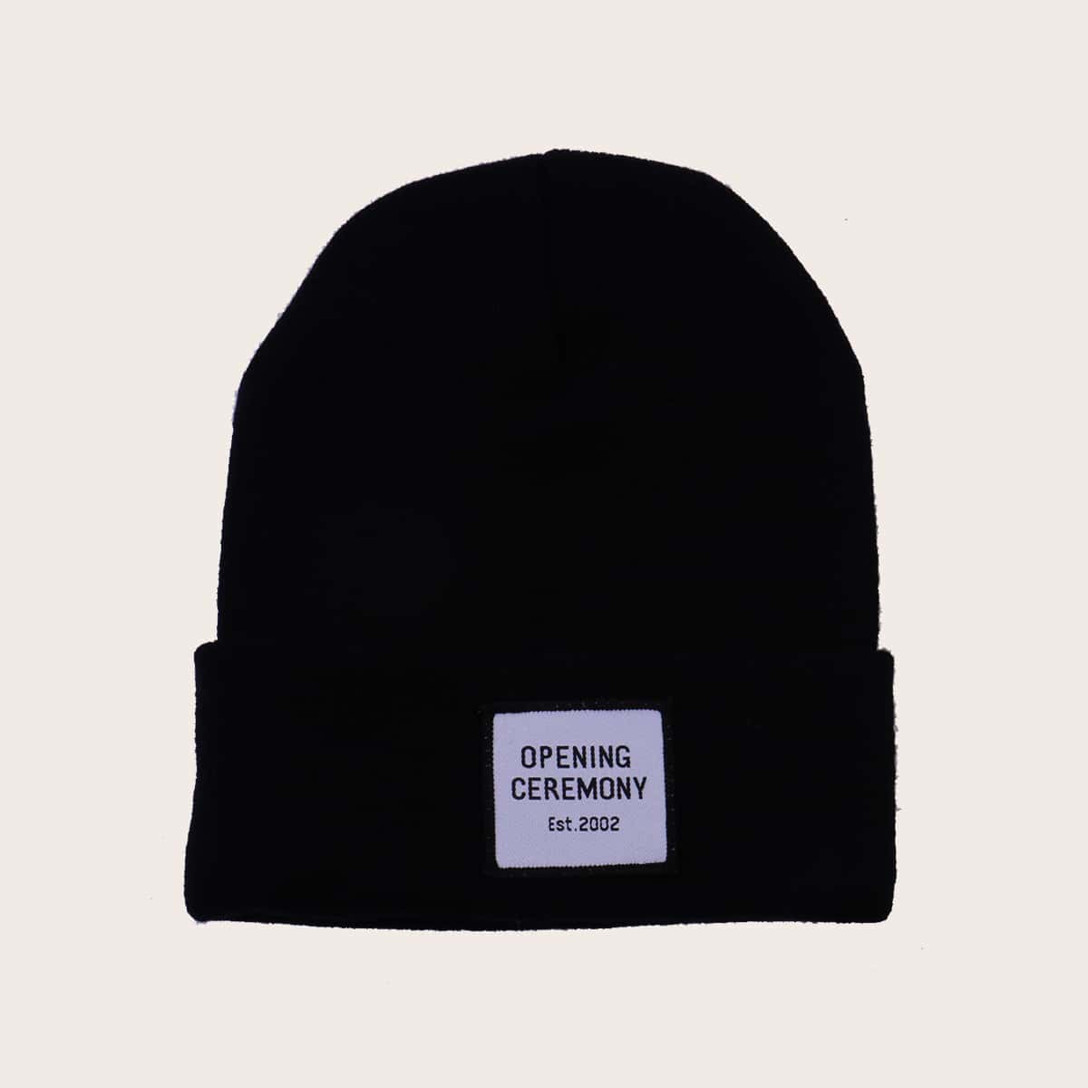 

Letter Patched Beanie, Black