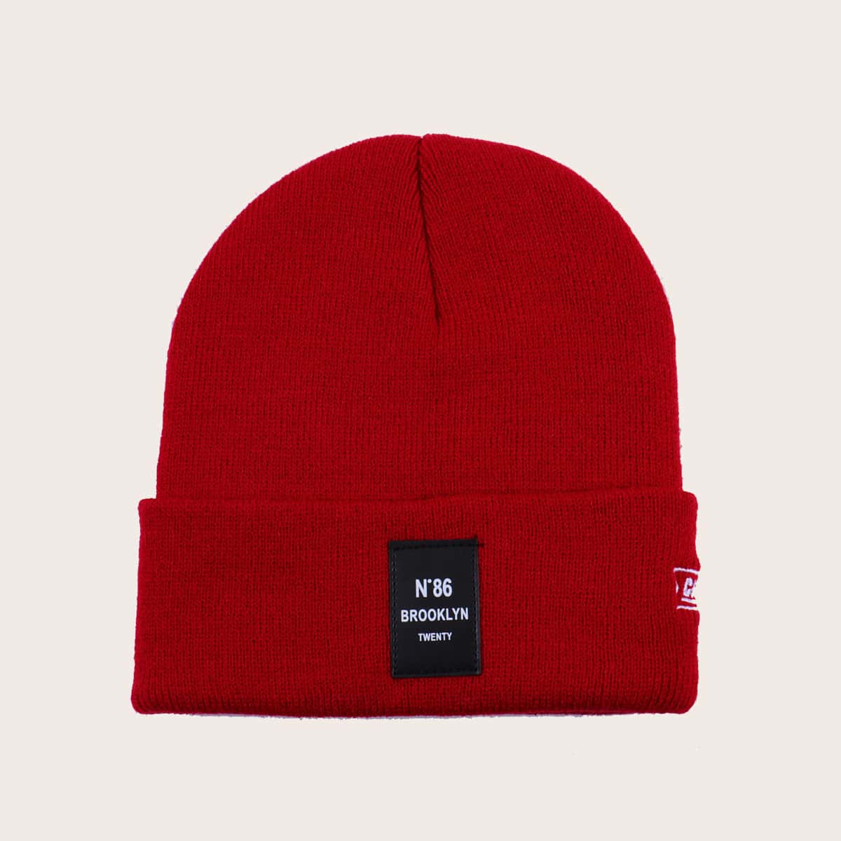 

Letter Patched Beanie, Red