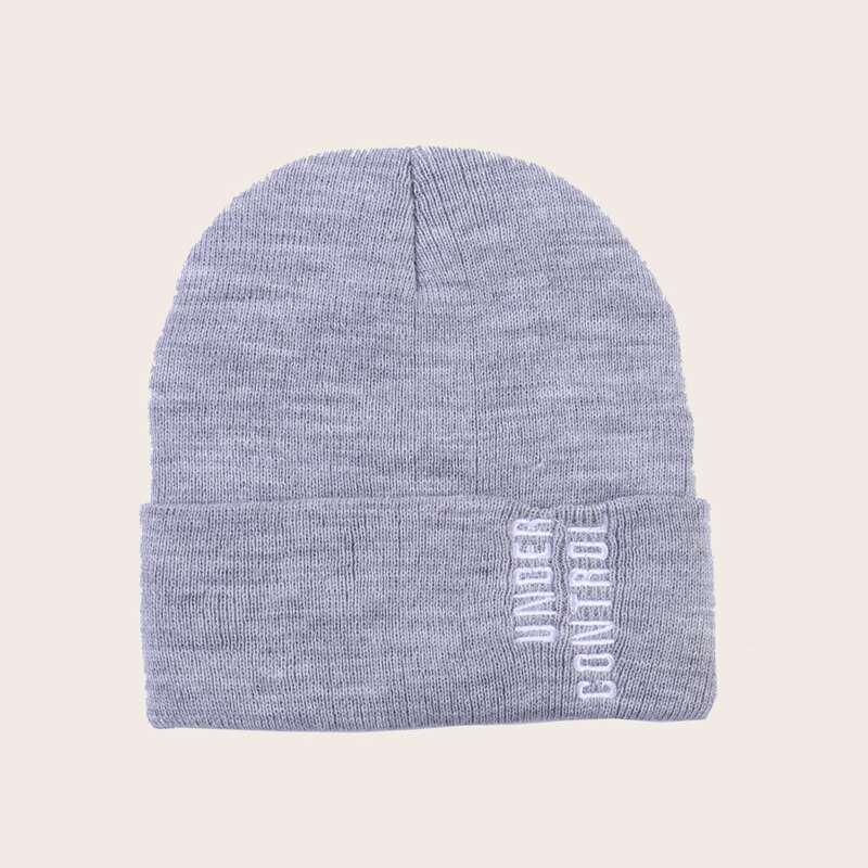 

Letter Embroidery Beanie, Light grey