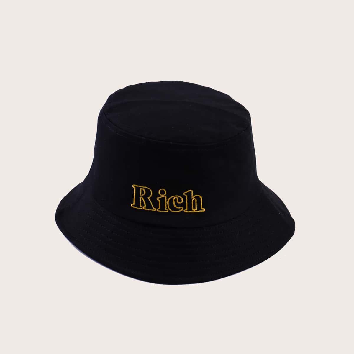 

Letter Embroidery Bucket Hat, Black