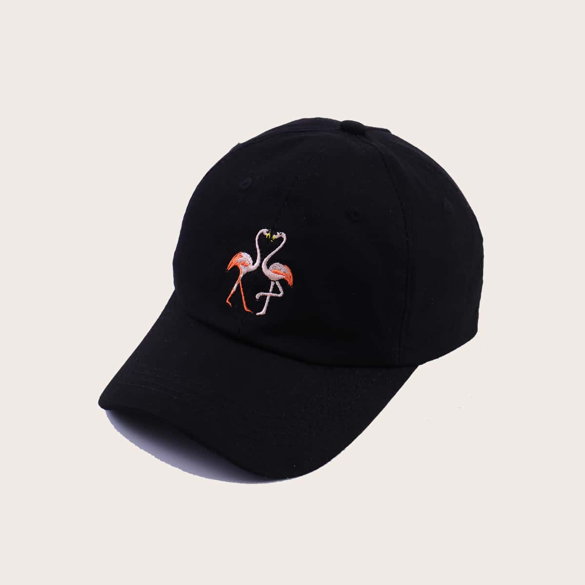 

Flamingo Embroidery Baseball Cap, Black