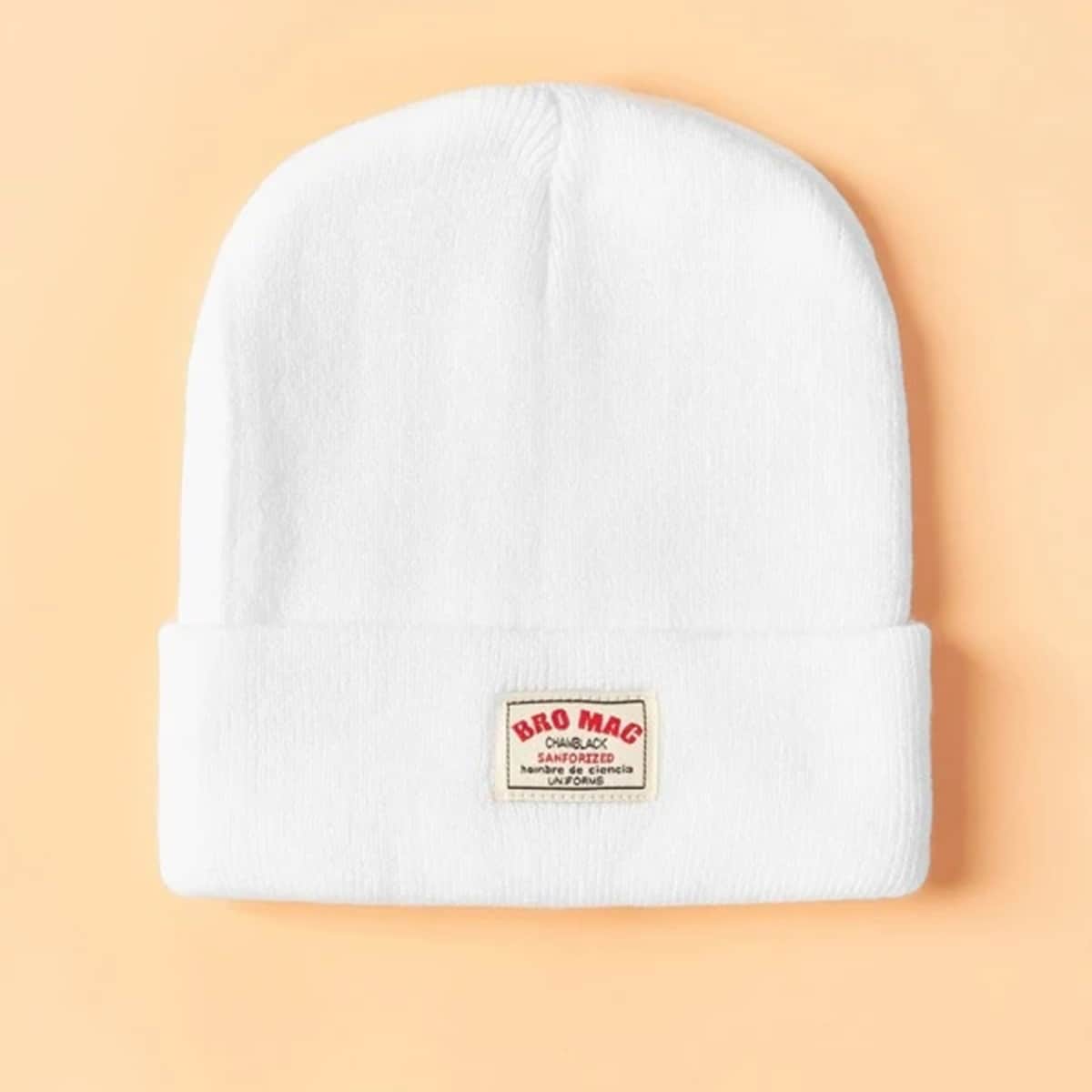 

Letter Patched Beanie, White