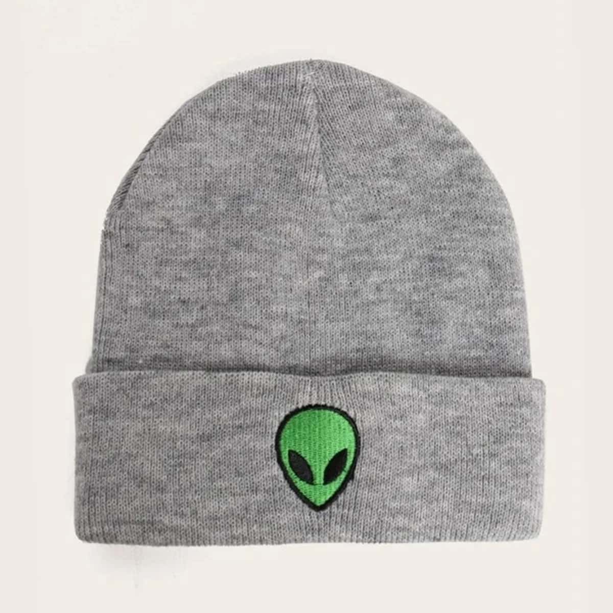

Alien Embroidery Beanie, Grey