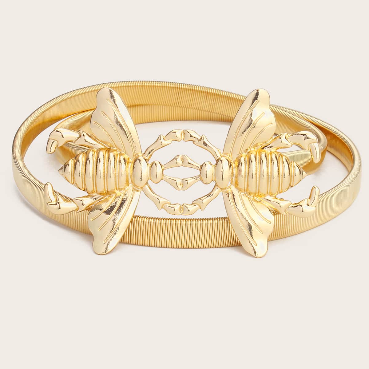 

1pc Bee Decor Metal Belt, Gold