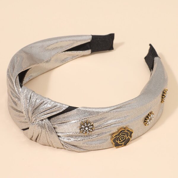 

Flower Decor Hair Hoop, Silver