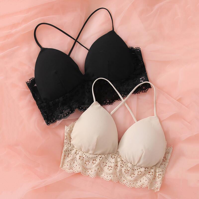 

2pack Lace Hem Bra Set, Multicolor