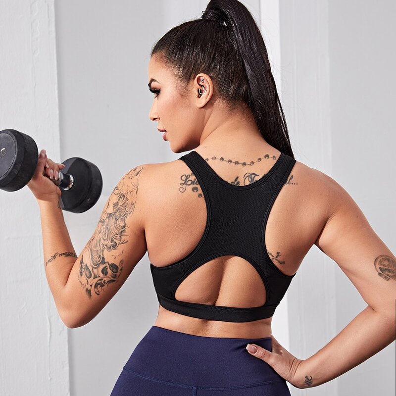 

Peekaboo Back Sports Bra, Black