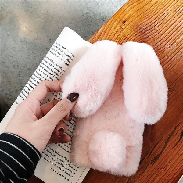 

Rabbit Design Fluffy iPhone Case, Baby pink