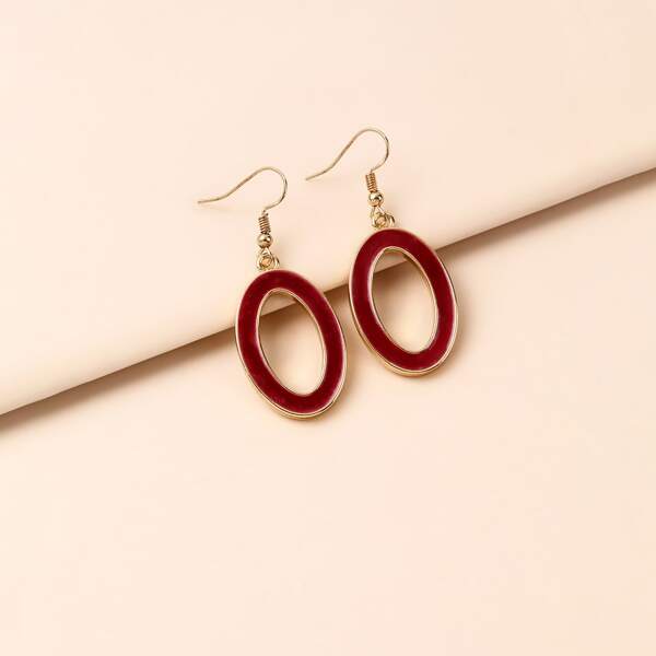 

Oval Charm Drop Earrings, Red