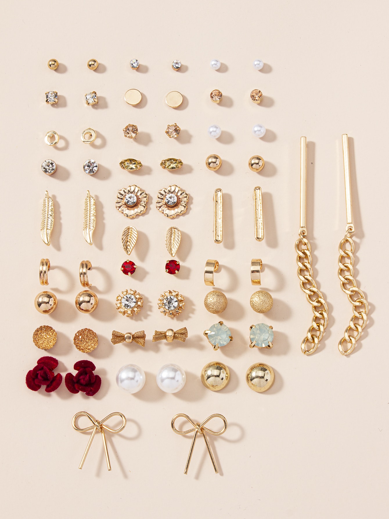 30pairs Rhinestone & Faux Pearl Decor Earrings thumbnail