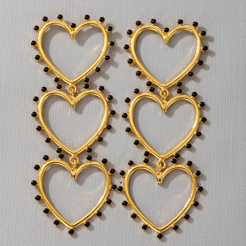 

Triple Heart Layered Drop Earrings, Gold