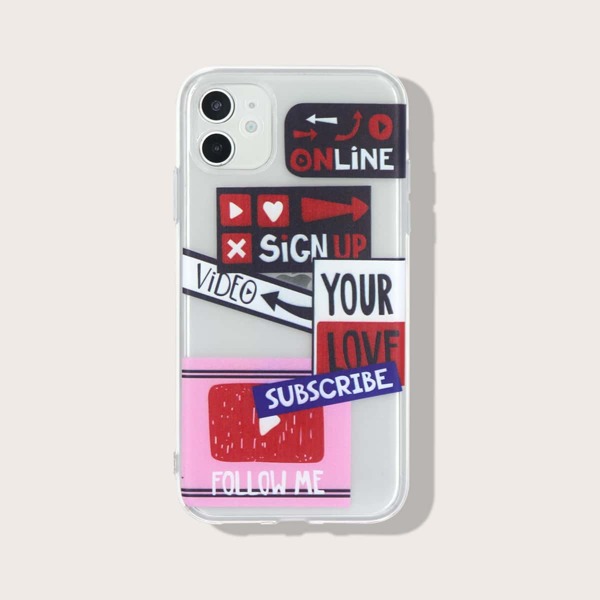 

Letter Graphic Clear iPhone Case, Multicolor