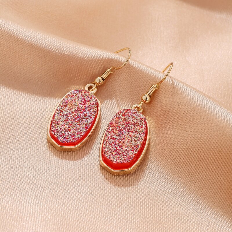 

Glitter Geo Drop Earrings, Red