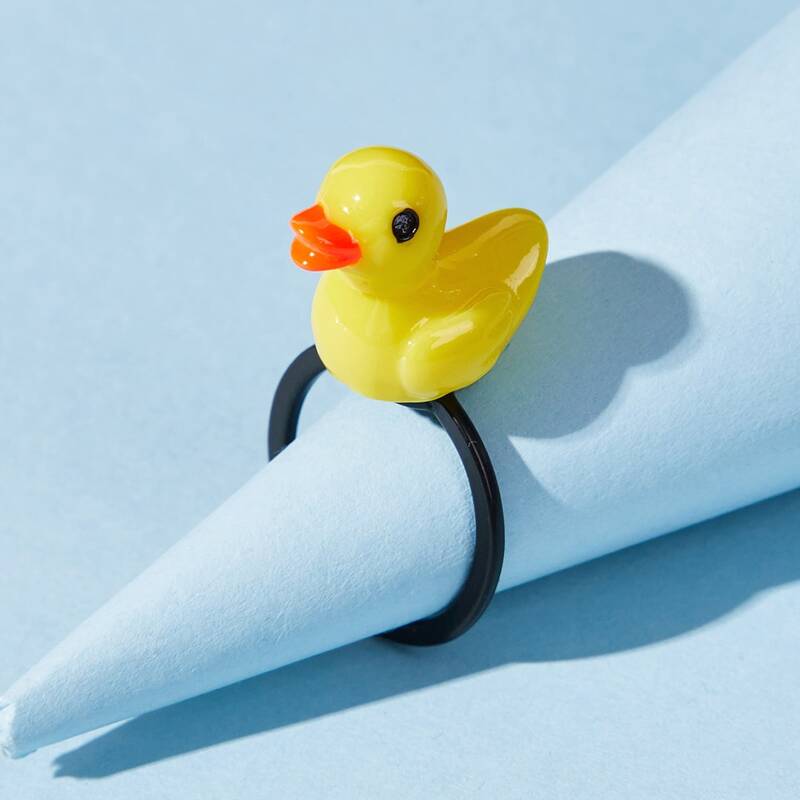 

1pc Duck Design Ring, Black yellow