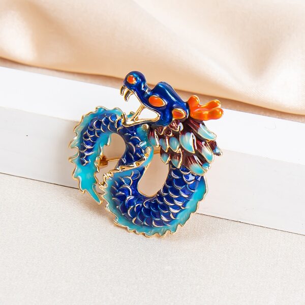 

Chinese Dragon Design Brooch, Blue