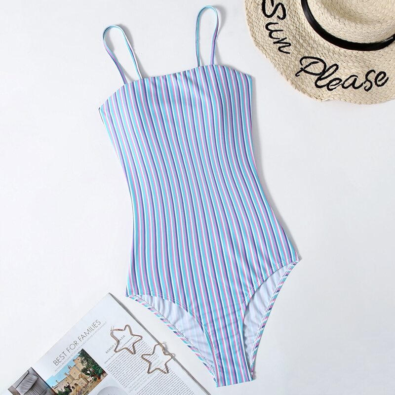 

Striped One Piece Swimsuit, Multicolor