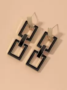 Andkiss Bông tai hình học thả - màu đen - Xem 3