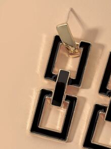 Andkiss Bông tai hình học thả - màu đen - Xem 4