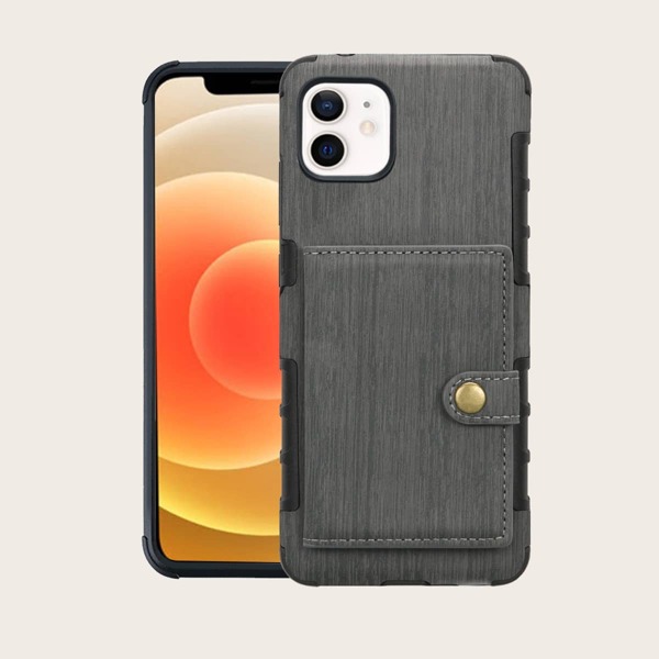 

Snap Button Wallet iPhone Case, Grey