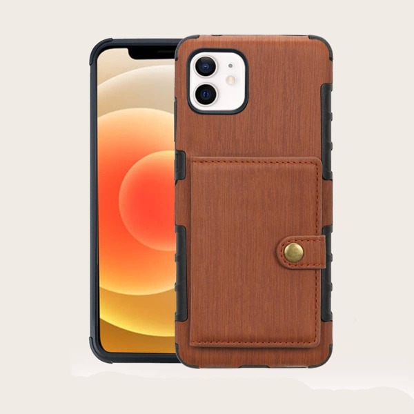 

Snap Button Wallet iPhone Case, Brown
