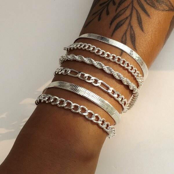 

6pcs Minimalist Bracelet, Silver