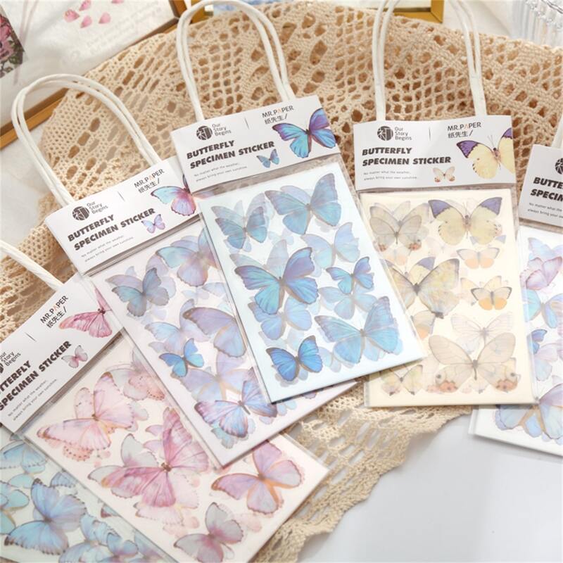 

3sheets Butterfly Print Random Sticker, Multicolor