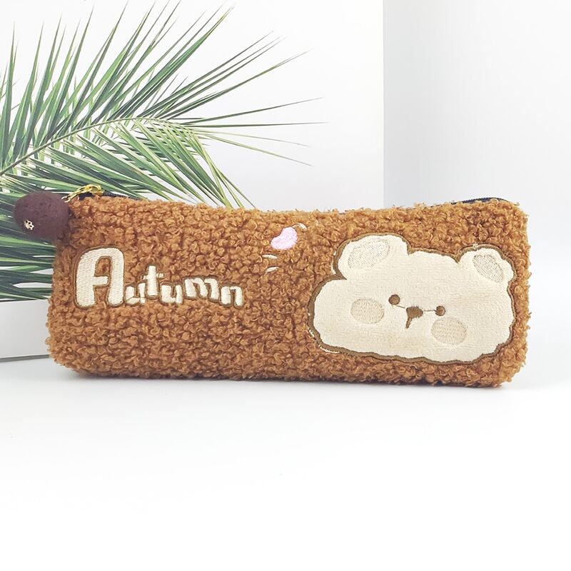 

Cartoon Bear Plush Pencil Case, Brown