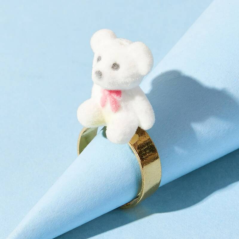 

1pc Bear Design Ring, Gold