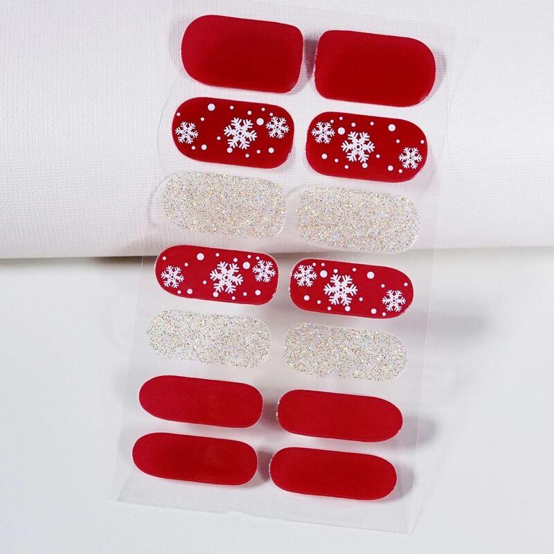 

1sheet Christmas Glitter Nail Sticker, Red