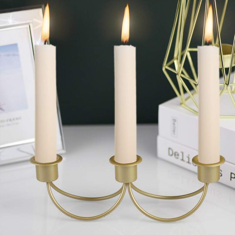 

1pc Iron Candle Holder, Gold
