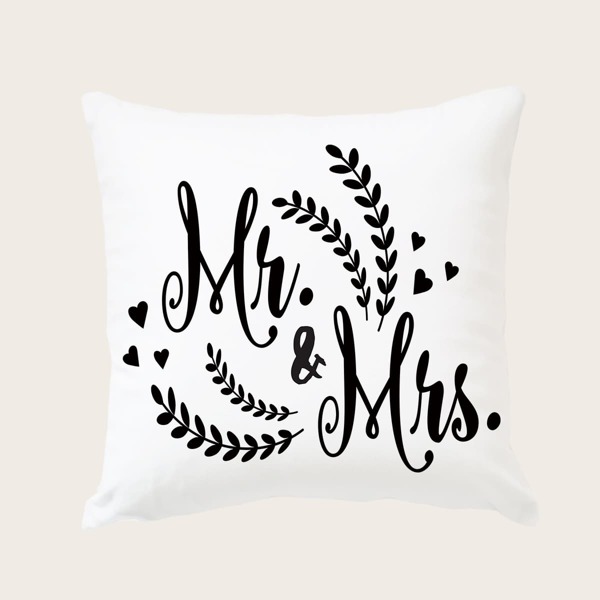 

Letter Graphic Cushion Cover Without Filler, Black and white