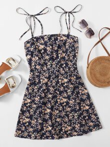 Soleia Đầm Thắt nút Họa tiết hoa Boho - Nhiều màu - Xem 1